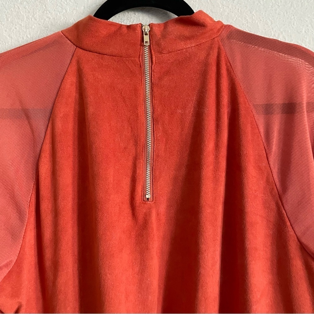 Midnight Velvet woman fringe orange top size XL sheer sleeve chic western - Picture 6 of 11
